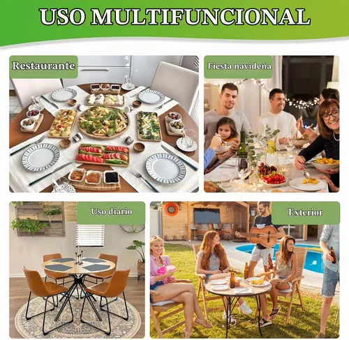 Vista 9 de LUSHVIDA - Mantel ajustable de vinilo para mesa redonda, impermeable y con borde elástico, mantel de plástico