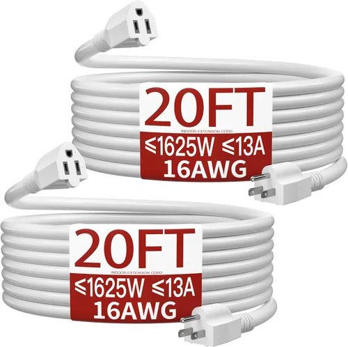 Vista 37 de Cable de extensión corto de 16/3 de 1 pie, cable de extensión negro flexible y duradero, cable de alimentación de 3 clavijas para interiores