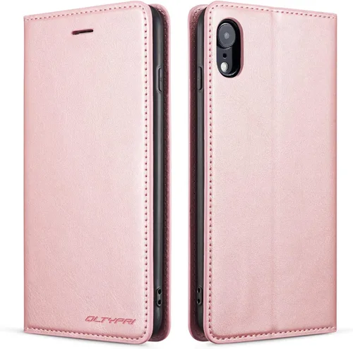 Vista 24 de QLTYPRI Funda tipo cartera para iPhone XR, 3 tarjeteros, color azul