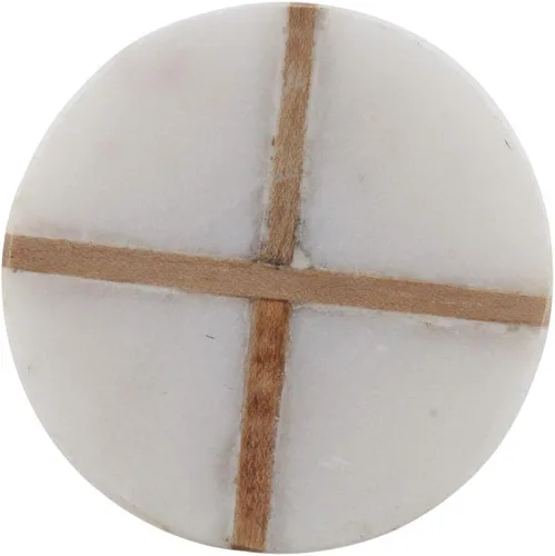 Vista 2 de Indian Shelf Paquete de 16 pomos de mármol de lujo redondos finos blancos para gabinetes, pomos decorativos de piedra para cajones y tiradores