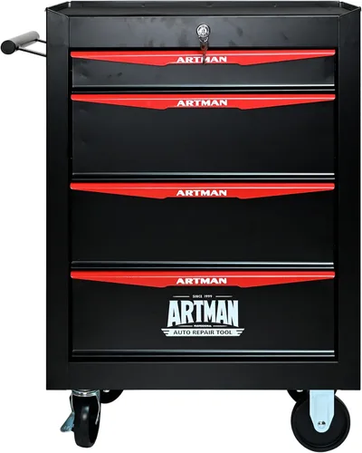 Vista 15 de Runboll Caja de herramientas con 4 cajones con taquilla, 20.9 pulgadas de profundidad de metal movible con cerradura, caja de almacenamiento