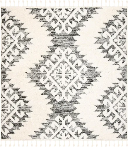 Vista 10 de SAFAVIEH - Alfombra de acento de la colección de borlas marroquíes Shag - 2'3" x 4', marfil y marrón, estilo bohemio, no suelta pelo y de fácil