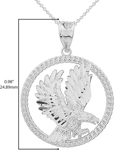 Vista 3 de Collar de plata de ley con diseño de águila americana