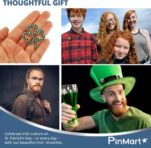 Vista 8 de PinMart Pin de solapa para el día de San Patricio, joyería para mujeres y hombres, pin de celebración de la cultura irlandesa, peltre fundido