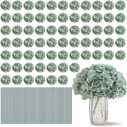 Vista 60 de Flores de hortensias artificiales rosa polvoriento, 10 cabezas de flores de seda de hortensia falsas para centros de mesa de boda, ramos de 10