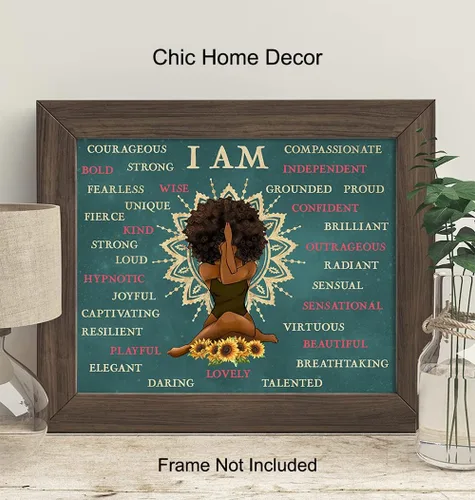 Vista 3 de Arte y decoración de pared de mujeres negras afroamericanas, decoración de pared inspiradora motivacional, póster de afirmaciones positivas