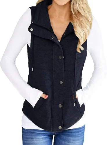 Vista 10 de Valphsio Women Casual Quilted Puffer Vest Lightweight Jacket with Pockets Negro