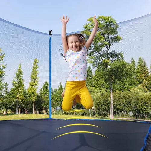 Vista 2 de Trampolín para exteriores de 1500 libras y 16 pies con red de seguridad, trampolín recreativo resistente para patio trasero para niños y adultos