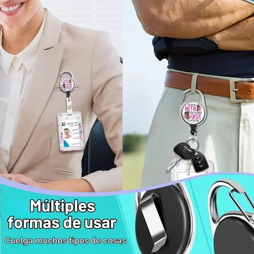 Vista 7 de Plifal Soporte para tarjetas de identificación con cordón y clip retráctil para cinturón, divertido llavero para amantes del café, extensor de Cruz
