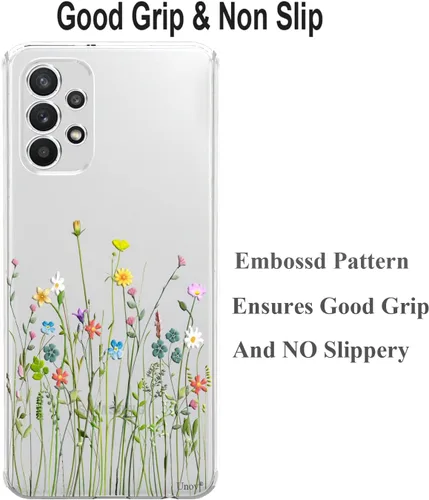 Vista 5 de Unov Funda diseñada para Galaxy A52 / A52s, funda transparente para teléfono con [patrón antideslizante en relieve], protección delgada a prueba