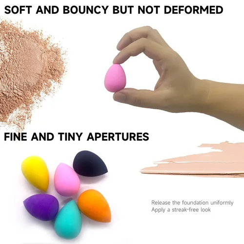 Vista 5 de Pequeña esponja de maquillaje a granel: 30 esponjas de maquillaje de base de varios colores para base, esponjas de maquillaje para cara (30 piezas)
