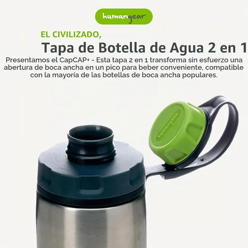 Vista 2 de humangear capCAP+ Convierte aberturas de boca ancha Apertura fácil y segura Material apto para alimentos Tapa de accesorio para botella