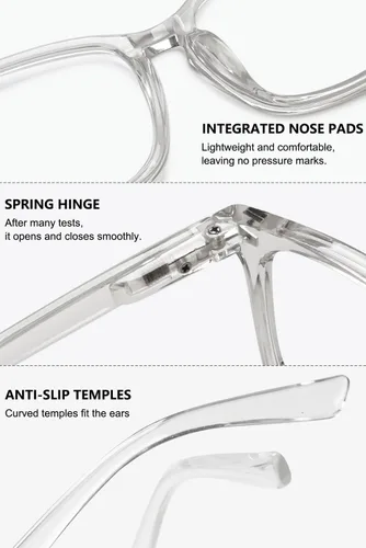 Vista 5 de Gafas de lectura con bloqueo de luz azul para mujer, lentes de computadora con marco cuadrado, lentes de lectura
