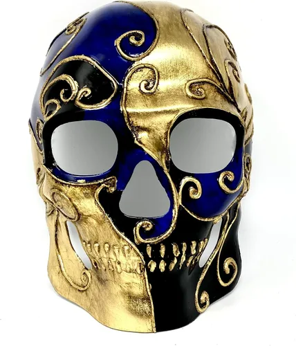 Vista 14 de Máscara de esqueleto de terror metálico estilo steampunk para disfraz de Halloween, fiesta de cosplay