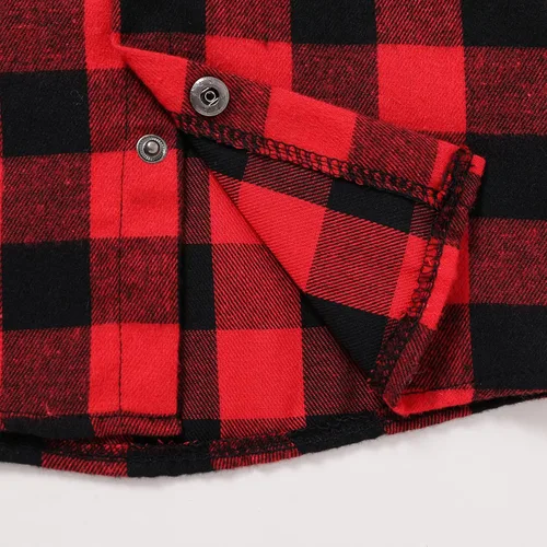 Vista 12 de YOUNGER TREE Conjunto de sudadera con capucha para niños pequeños, conjunto de camisa de franela a cuadros para otoño, invierno y primavera