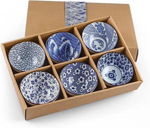 Vista 9 de Sakura Bowl - Tazones de cerámica de 10 onzas, juego de regalo de cuencos de colores surtidos para arroz, cereales, fideos, sopa, postres, paquete