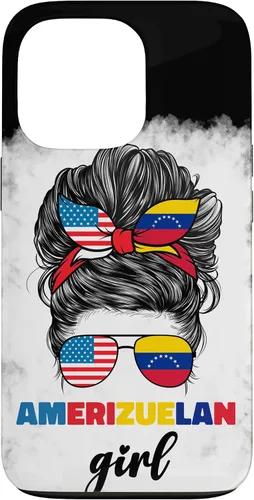 Vista 10 de iPhone 16 Half American And Venezuelan USA Venezuela Flag Girl Funda para mujer