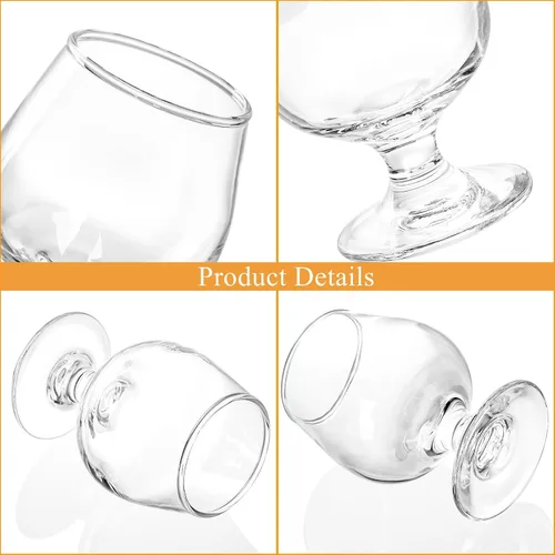Vista 3 de ZOOFOX Juego de 6 pequeños chupitos de brandy, vasos de chupito de 5 onzas, lindos vasos de brandy coñac para whisky, bourbon, tequila, whisky