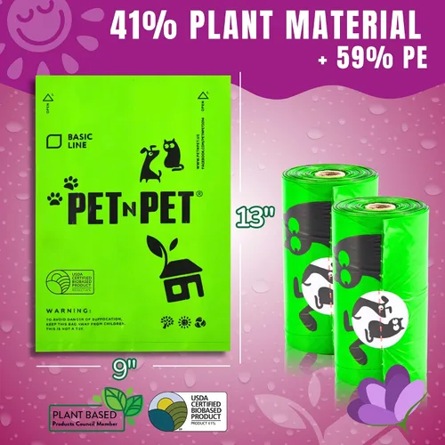 Vista 2 de Pet N Pet Bolsas para excrementos de perro, 540 unidades, bolsa de basura verde perfumada de lavanda