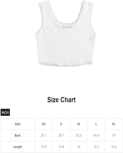 Vista 6 de Verdusa Camiseta corta sin mangas con cuello redondo y encaje en contraste para mujer