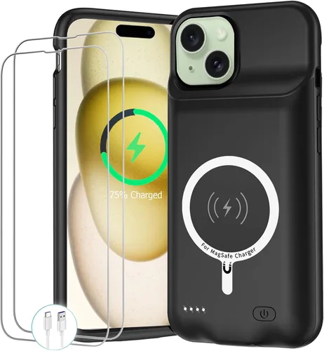 Vista 8 de Funda de batería para iPhone 14, 10000 mAh, funda protectora de carga portátil, compatible con carga inalámbrica, compatible con iPhone 14