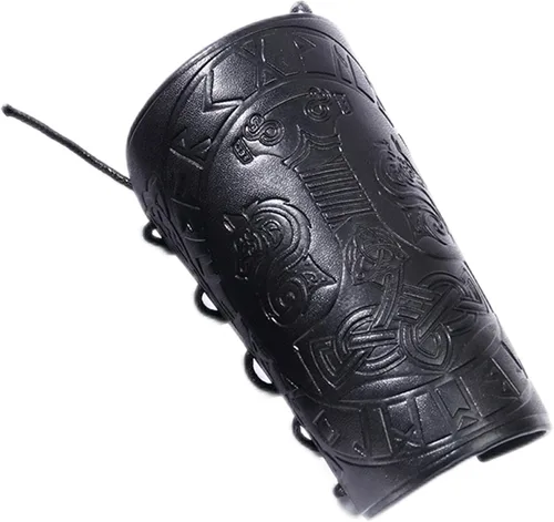 Vista 7 de Colaxi - Protector de muñeca medieval con patrón de terremoto, piel sintética para cosplay