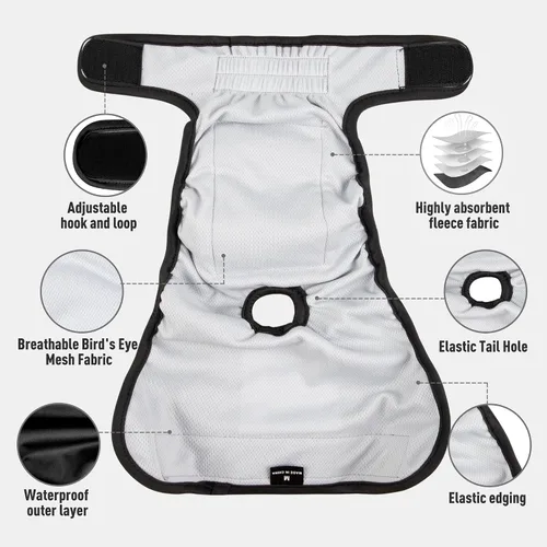 Vista 4 de Pañales lavables y reutilizables para perritos (5 unidades) para perritos, pequeños, medianos y grandes, para cachorros y perritos, bragas