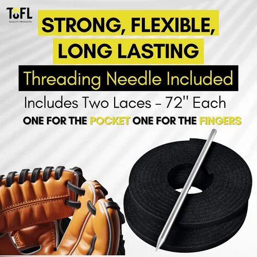 Vista 2 de TOFL Kit de encaje para guantes de sóftbol y béisbol Kit de reparación de cordones de guante de encaje 2 cordones de cuero con aguja de cordones
