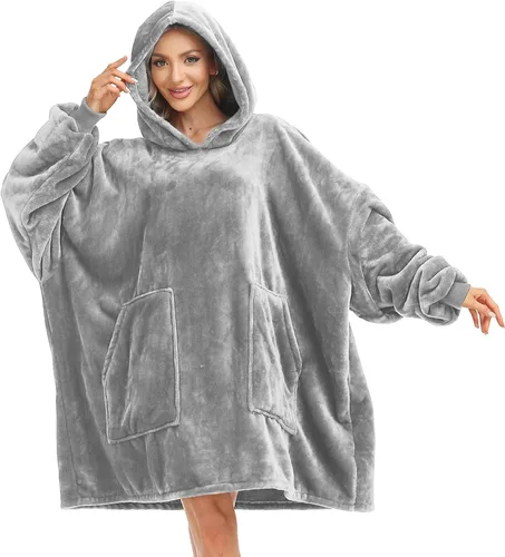 Vista 14 de Kipswiza Blanket Hoodie - Wearable Blankets Oversized Cozy Flannel Sweatshirt Blanket as Gifts for Adult Women Men