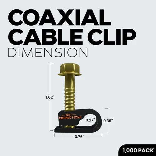 Vista 3 de BEST CONNECTIONS Clips coaxiales para cable con tornillo preinsertado (paquete de 1000) - Abrazaderas de montaje de cable único negro para cable