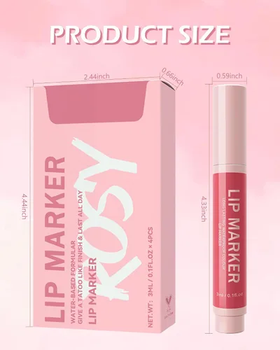 Vista 8 de Lápiz de Maquillaje para Tinte de Labios-1 Pieza Tinte de Labios Hidratante Rosa Berry Lápiz Delineador de Labios Líquido, Aspecto de Color Mate 01#