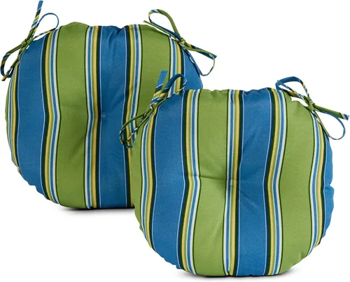 Vista 42 de Greendale Home Fashions Cojín redondo para asiento bistro de 15 pulgadas, 2 unidades (paquete de 1), Adobe Stripe