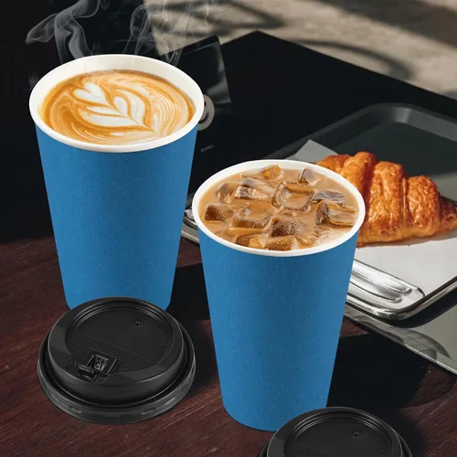 Vista 5 de Clawsoff - Paquete de 100 tazas de café de papel desechables de 16 onzas Azul marino-100Pack