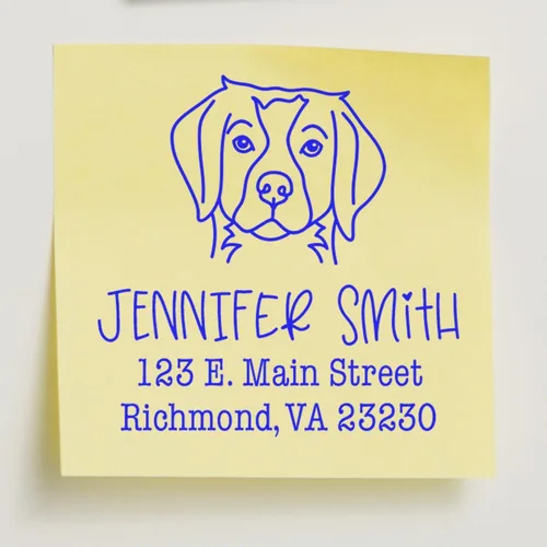 Vista 37 de Sello de dirección personalizado Basset Hound – Sello personalizable con nombre y dirección para sobres, ideal para amantes de los perros