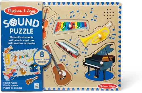 Vista 3 de Rompecabezas de clavijas, instrumentos musicales con sonido, de madera, Melissa & Doug (8 piezas)