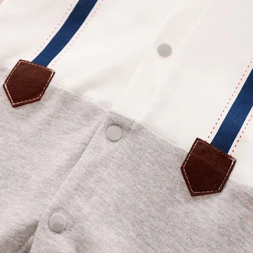 Vista 5 de PATPAT Mameluco de caballero para bebés y niños con pajarita para recién nacidos, trajes formales para bebés de 0 a 18 meses