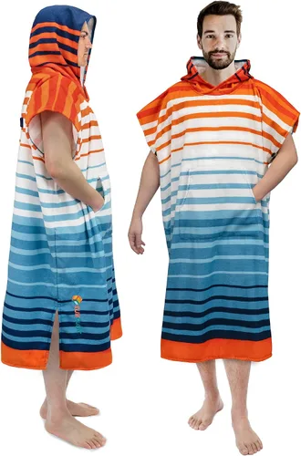 Vista 13 de SUN CUBE Poncho de surf cambiador con capucha Toalla de microfibra absorbente de secado rápido con bolsillo para surfear, hombres y mujeres