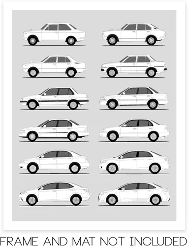 Vista 2 de Idea Network Póster hecho a mano compatible con Toyota Corolla Print Wall Art Decoración hecha a mano del Corolla Sprinter Generations History
