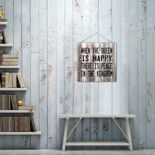 Vista 8 de Decorative Wood Pallet Sign Plaque Funny Saying When The Queen Is Happy There Is Peace in The Kingdom Rustic Wood Family Sign Craft Sign Country