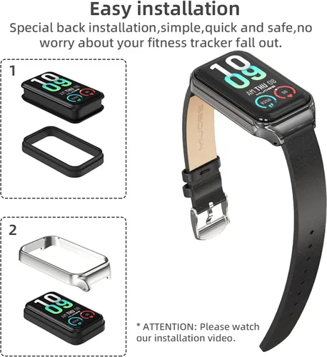 Vista 7 de Strap for Amazfit Band 7 Microfiber Leather Replacement Strap Watch Wrist Band Smart Bracelet Accessories for Amazfit 7 Fit