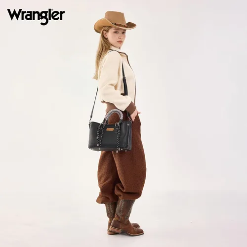 Vista 4 de Wrangler 2pcs Tote Bag Set Braided Rope Top Handle and Classic Tote