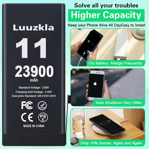 Vista 3 de Nueva batería de 23900 mAh compatible con iPhone 11, batería de repuesto de gran capacidad compatible con iPhone 11, con kits de herramientas