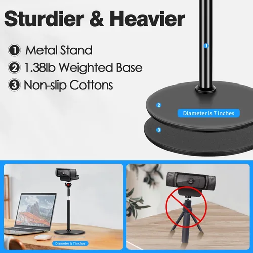 Vista 5 de Soporte de trípode para cámara web para escritorio: soporte para cámara web para Logitech Brio C920 C922 C615 C930e - Trípode de escritorio