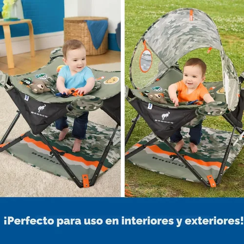 Vista 3 de Bright Starts Ford Bronco Pop 'N Jump - Saltador portátil para bebé, plegable, para interiores y exteriores, con actividades sensoriales, edades