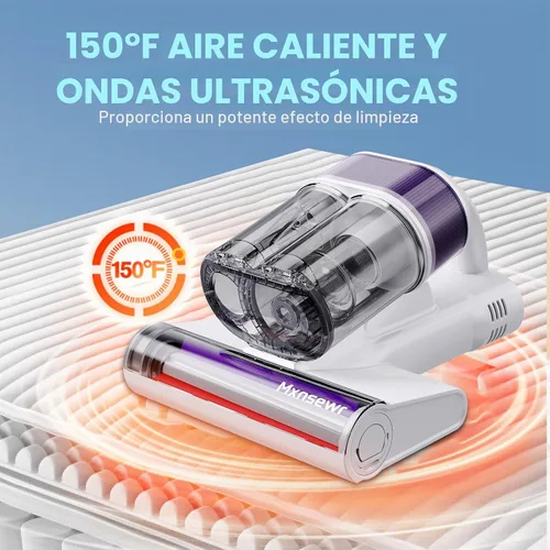 Vista 6 de Aspirador de colchón, aspiradora de cama con succión de 18 Kpa y luz UV-C 2-Blanco