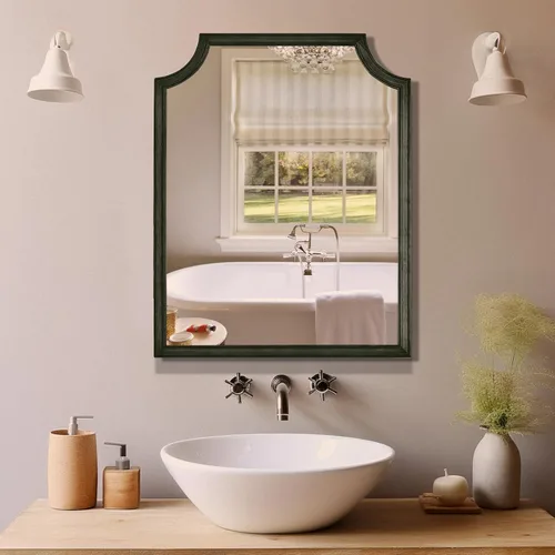 Vista 9 de Espejos de Baño de Madera para Montar en la Pared, 16" x 20" Marco de Madera Rústica Espejos de Pared Decorativos para Sala de Estar o Dormitorio