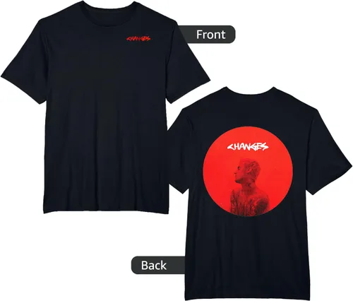Vista 8 de Justin Bieber Red Circle Changes - Camiseta, Negro, S