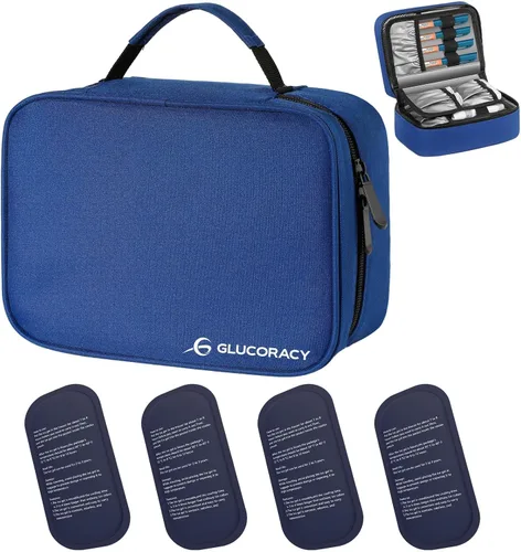 Vista 9 de Glucoracy Estuche de viaje enfriador de insulina, bolsa de transporte para medicamentos diabéticos con 2 paquetes de hielo de 5.64 oz aprobados por