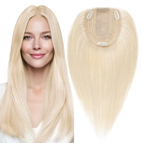Vista 17 de MY-LADY Extensiones de cabello humano para mujeres, cabello real humano delgado, base de seda de 10 * 12 cm, con encaje, 130% de densidad, con clip