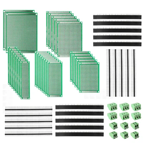 Vista 9 de Kit de placas de circuito PCB para prototipos de placa PCB de 40 piezas 5 tamaños universales perforados perforados placas de circuitos impresos